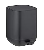 WENKO Treteimer Davos, 6,5 Liter, Kosmetikeimer mit Easy-Close Absenkautomatik, Badaccessoire in angesagtem All-Black Design in Bad & Gäste WC, BPA-frei, 23,5 x 26 x 27,5 x cm, Schwarz matt