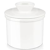 GMYIAK Französische Butterdose Mit Deckel Auf Der Arbeitsplatte,Wassergekühlte Keramikbutterdose Mit Wasserlinie Für Frische Butter(Weiß)