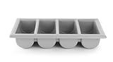 HENDI Besteckbehälter, Besteckfass, Besteckkorb, Utensilienhalter, Küchenutensilienhalter, Besteckkasten, Besteckmulde, 4 Fächer, GN 1/1, 530x325x(H) 100mm, grau, Polypropylen