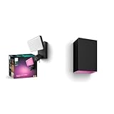 Philips Hue Secure Outdoor Flutlicht mit integrierter 1080p Smart Home Sicherheitskamera & White & Color Ambiance Resonate Outdoor Wandleuchte (1.180 lm)