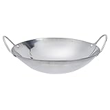 OKUMEYR Bratpfanne Aus Edelstahl Traditionelle Wokpfanne Shabu-pfanne Omelette-paella-pfanne Japanischer Nabe-topf Wok Mit Deckel Camping- Suppentopf Kochen Silver Rostfreier Stahl