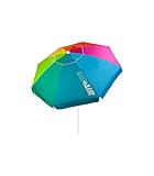 AKTIVE 62221 Strandschirm groß Ø200cm Winddicht UV Schutz 50 bunt Mast 28-32mm flexibler Mast inkl. Tragetasche Beach