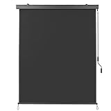 LIFERUN Senkrechtmarkise,160x250 cm, Vertikalmarkise ausziehbar, Handkurbel Balkonrollo, mit Markisenkassette, Sonnenschutz, Windschut und Sichtschutz mit Handkurbel, Balkon und Terrasse, Grau