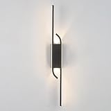 Schwarze lineare LED-Wandleuchte, langes Band, dekorative Innenleuchte, Metall, neutrales Licht 4000 K, 92 cm, für Wohnzimmer, Schlafzimmer, Veranda, Flur, Badezimmer, Waschtisch