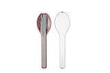 Mepal to Go Set Ellipse 3-teilig Nordic pink – Besteck für unterwegs. Bestehend aus Messer, Gabel und Löffel, in rosa Kunststoffhülle, Edelstahl, 19.5 x 5.1 x 2.3 cm