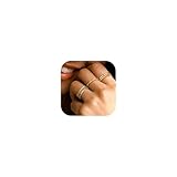 Adramata 5 Stück Frauen Ringe Set - 14 Karat Vergoldete Verstellbare Daumen- und Fingerringe, Einfacher Bandring, Stapelbare Offene Silber/Gold Schmuck