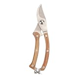 DECOMELODY Mehrzweck Gartenschere mit Holzgriff Rostfreier Stahl Sicherer Verriegelungsverschluss Ergonomisch Rutschfest Zweig Pflanzenschneider für Obstbäume Gartenarbeit Langlebiges