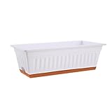 JISADER Gemüsepflanzkasten für Die Fensterbank, 50 X 19 X 16 cm, Rechteckig, mit Drainage für Terrasse Und Patio, Weiß