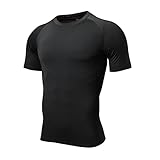 Atractivoll Sportshirt Herren, Fitness Kurzarm Atmungsaktiv Activewear Laufshirt Fitnessstudio Schnell Trocknend Trainings T-Shirt für Marathon (as3, Alpha, s, Regular, Regular, Schwarz)