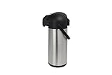 METRO Professional Airpot Pumpkanne Isolierkanne Getränkespender Geeignet für den gewerblichen Einsatz Edelstahl Kaffeekanne, Edelstahl/Kunststoff, Silber/Schwarz, 3 Liter