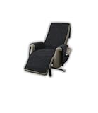 Schurwoll-Sesselschoner mit Armlehnenschoner und langem Fußteil, Anthrazit