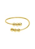 Purelei® Ring Anxiety Flow – Spiral-Ringband mit drehbaren Kugeln, Edelstahl 14K vergoldet, 18K rosévergoldet oder silberfarben, wasserfest (Gold)