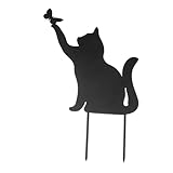 Garneck Metallkatze Gartendekoration Schwarz Langlebig für Garten Terrasse Wetterfest Dekoratives Katzenmotiv für Außenbereich und Grünfläche Gartendeko Tierfigur Robust und Vielseitig