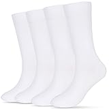 Athlemo Herren Bambus Kleid Socken 4er Pack Crew Business Casual Socke Feuchtigkeitstransport Super Weich, Weiß (4 Paar), 41.5-44.5 EU