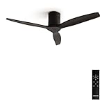 CREATE / WINDCALM/Deckenventilator Schwarz mit Fernbedienung/ 40W, Leise, Ø132 cm, 6 Geschwindigkeiten, Timer von 1 bis 4 Std., DC-Motor, Sommer-Winterbetrieb