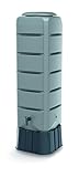 YourCasa Regentonne [Tower] 120L mit Standfuss, Deckel & Wasserhahn - Regenfass Frostsicher aus Kunststoff - Regenwassertonne - Regenwassertank Garten Wassertank Regensammler (Grau)