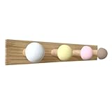 NOLITOY Holz Garderobenleiste Haken Macaron Farben Wandmontage Kleiderhaken für Jacken Hüte Schals Wohnzimmer Schlafzimmer Flur Praktische Aufbewahrung