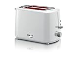 Bosch Kompakt Toaster CompactClass TAT3A111, integrierter Brötchenaufsatz, mit Abschaltautomatik, mit Auftaufunktion, perfekt für 2 Scheiben Toast, Liftfunktion, 800 W, weiß