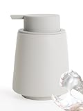 Autumnlife Seifenspender Grau Schaumseifenspender, 400 ml Spülmittelspender Küche mit Großer Pumpenkopf, Nachfüllbarer Keramik Schaumspender Matt Soap Dispenser für Küche, Bad
