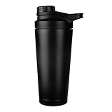 EACHPT Shaker Proteinshake|750ML|Schwarz|Eiweiß Shaker mit Sieb Shaker|Edelstahl Protein Shaker Doppelwandig Vakuum Isoliert|BPA Frei Auslaufsicher|Edelstahl Thermoflasche| für eiweiß-Sportgetränke