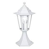 EGLO Außen-Sockellampe Laterna 5, 1 flammige Außenleuchte, Sockelleuchte aus Aluguss und Glas, Farbe: Weiß, Fassung: E27, IP44