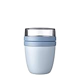 Mepal Müslibecher to go, Klein, praktischer Joghurtbecher to go - Unterteilung für Joghurt & Müsli - Geeignet für Gefrierschrank, Mikrowelle & Spülmaschine - 300 ml + 120 ml - Nordic Blue