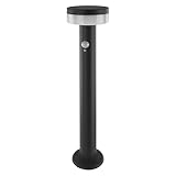 EMOS - Solar LED-Stehleuchte TERION mit Bewegungsmelder für Haus und Garten - wasserdichte Solar Wegeleuchte mit Sensor, Helligkeit 200lm, Warmweiß - Gehäuse aus Edelstahl zur Bodenmontage