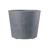 Kreher XXL Pflanzkübel Millennium mit rollbarer Plattform und einem Volumen von 80 Liter! Tolle Naturstein Optik in Braun oder Anthrazit! Maße: 59 x 49 cm (ØxH) (Grau)