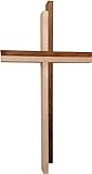 Kaltner Präsente Geschenkidee - 36 cm Wandkreuz aus echtem Buche und Birke Holz Kruzifix Kreuz für Wand schlicht klassisch