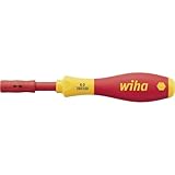 Wiha Schraubendreher mit Bithalter SoftFinish® electric slimVario für slimBits (34577) 6 mm x 50 mm VDE geprüft, stückgeprüft, ergonomischer Griff für kraftvolles Drehen, Allrounder für Elektriker