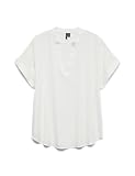 VERO MODA Damen Top Casual Splitneck umgeschlagene Ärmelbündchen Bluse Kurzarm, Farben:Weiß, Größe:M