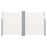 vidaXL Seitenmarkise Ausziehbar Doppel Sonnenschutz Sichtschutz Windschutz Seitenrollo Markise Seitenwandmarkise Balkon Garten Terrasse 170x600cm Creme