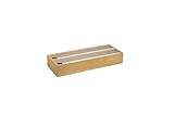 Moon Home Folienspender mit 2 Fächern für Alufolie & Frischhaltefolie, aus FSC® Bambus/Holz, Edelstahl-Schneideklinge, Folienschneider Küche, Folienspender Schublade, 35 x 13 x 5.5 cm