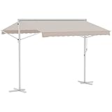 Outsunny Standmarkise Gartenmarkise Markise mit Faltarm Kurbel Terrasse Cremeweiß 3x3m