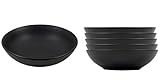 Suppenteller Ø 20 cm schwarz matt - 6er Set - Tiefe Teller für Suppe Pasta Salat Müsli - Porzellan Geschirr Bowl Schale Tellerset für 6 Personen