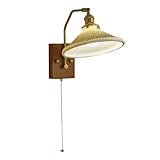 Wandleuchten im höfischen Stil, weiße plissierte Wandleuchte, Keramik-Wandlampe mit Zugkette, Wandbeleuchtung mit E27-Glühbirnensockel, elegante Wandleuchte für Eingangsbereich und Restaurant Octopus