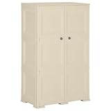 Kunststoffschrank, Haushaltsschrank, Schrank, Beistellschrank, Geräteschrank, Lagerschrank, Putzmittelschrank, Holzdesign (Vanilleeis 79x43x125cm) (79 x 43 x 125 cm)