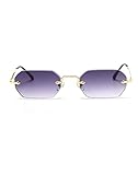 LIGOES männer rechteckig sonnenbrille rahmenlose sonnenbrille randlos achteckig kleine brillen frauen metall gold polygon blau braun uv400 (gold with gray)