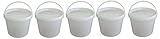 5 x 3 Liter Eimer mit Deckel weiß, stapelbarerer Milch-/Vorratseimer, Honigeimer Kunststoffeimer mit Lebensmittelfreigabe, Lebensmittelechte Behälter, Leereimer für Mehl, Wassereimer, 5 Stück