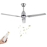 Ciounmb Deckenventilator, mit Beleuchtung und Fernbedienung, 6 Gänge Windgeschwindigkeit, 30dB, 132cm durchmessender Ventilator, Leuchte 22W Leistung