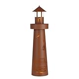 Hoberg LED Pflanzsäule im Leuchtturm Design & maritimer Stanzung in Rost-Optik | Für In- & Outdoor | Mit LED-Beleuchtung, 6h Timer, kabellos | Plattform individuell bepflanzbar [ø 21 x 80 cm]