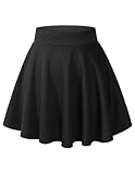 DRESSTELLS Rock Damen Kurz Sommer Minirock Schwarz High Waist Tennisrock Knielang Faltenrock Mädchen Skater Rock Black L