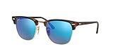 Ray-Ban RB3016 Clubmaster Sonnenbrille 51mm, Braun (Gestell: Havana, Gläser: Blau Flash 114517), 51 mm