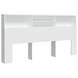 vidaXL Bett Kopfteil mit Ablagen Kopfteil-Regal Wand-Kopfteil Bücherregal-Kopfteil Betthaupt Bettkopfteil Schlafzimmer Weiß 200x19x103,5cm