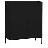 vidaXL Lagerschrank Sideboard Kommode Anrichte Stahlschrank Schrank Beistellschrank Mehrzweckschrank Bücherschrank Standschrank Schwarz 80x35x101,5cm Stahl