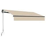 HOMEDEMO Gelenkarmmarkise Markise mit Handkurbel, 300x250cm, Beige, Sonnenmarkise Terrassenmarkise Winkel Einstellung(5-60°), Balkon Markisen mit Wasserdichter Beschichtung inkl. Wandhalterung