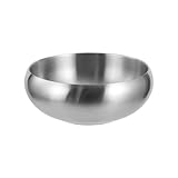 GCYEIDMA 1Pc Doppelschichtige wärmeisolierte Edelstahlschüssel Reisschüsseln Speisenausgabebehälter for Küchenbesteck Rührschüssel Edelstahl(Silver)