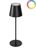 sympa LED Tischlampe Kabellos,Tischlampe Outdoor Touch Dimmbar mit 7 Farben RGB-Modus Geeignet für Arbeitszimmer, Restaurant, Camping, Bar