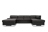 DOMO. collection Wohnlandschaft Star, Leder-Sofa in U-Form, Polstergarnitur, Couch 150 x 304 x 150 cm (BxTxH), in Kunstleder schwarz