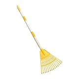 Birtern Laubbesen Fächerförmig 14 Zinken - Haushalt Grasrechen | Fächerförmiger ergonomischer Besen für Landschaftsrasen im Freien Camping Deck Hof